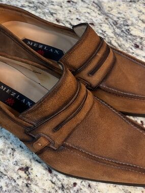Mezlan Brown Suede Penny Loafers